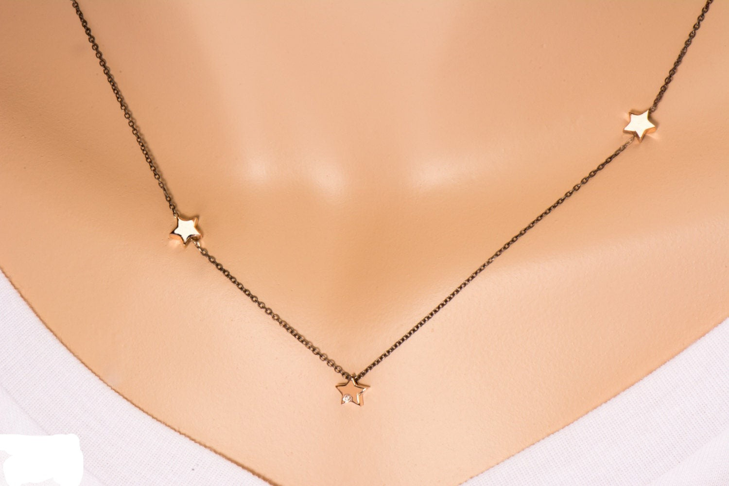 14k Celestial Charm Diamond Star Necklace