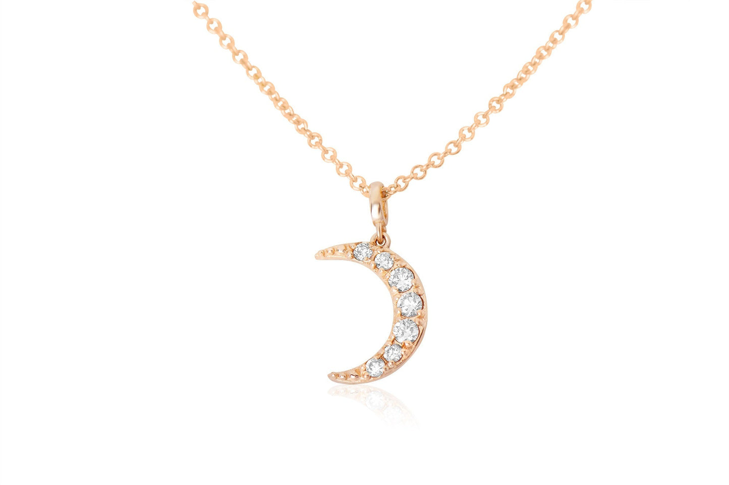 14k Crescent Moon Diamond Necklace