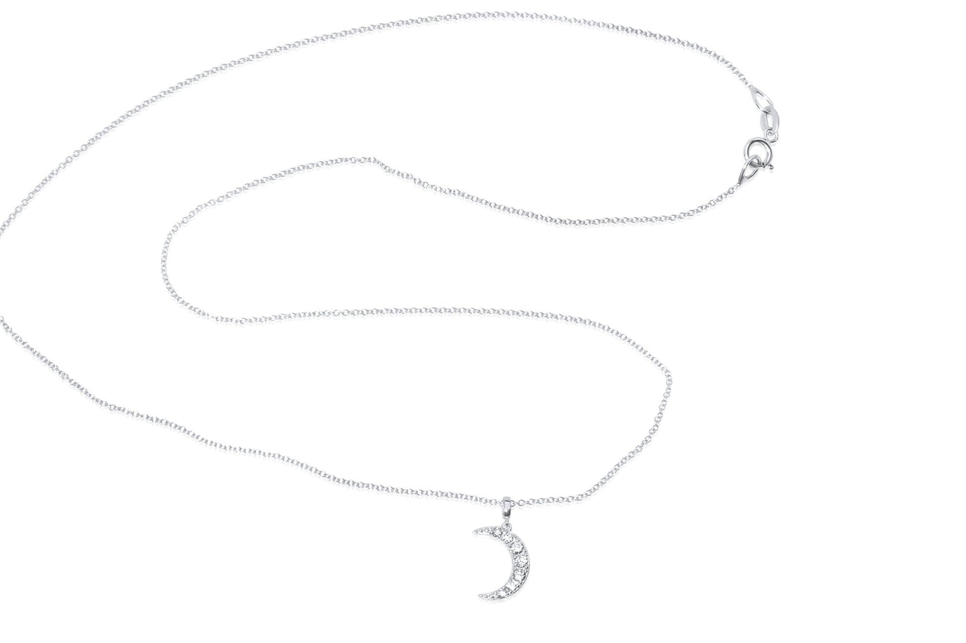 14k Crescent Moon Diamond Necklace