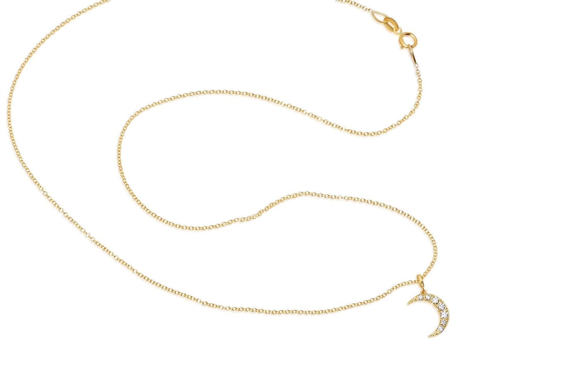 14k Crescent Moon Diamond Necklace