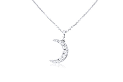 14k Crescent Moon Diamond Necklace