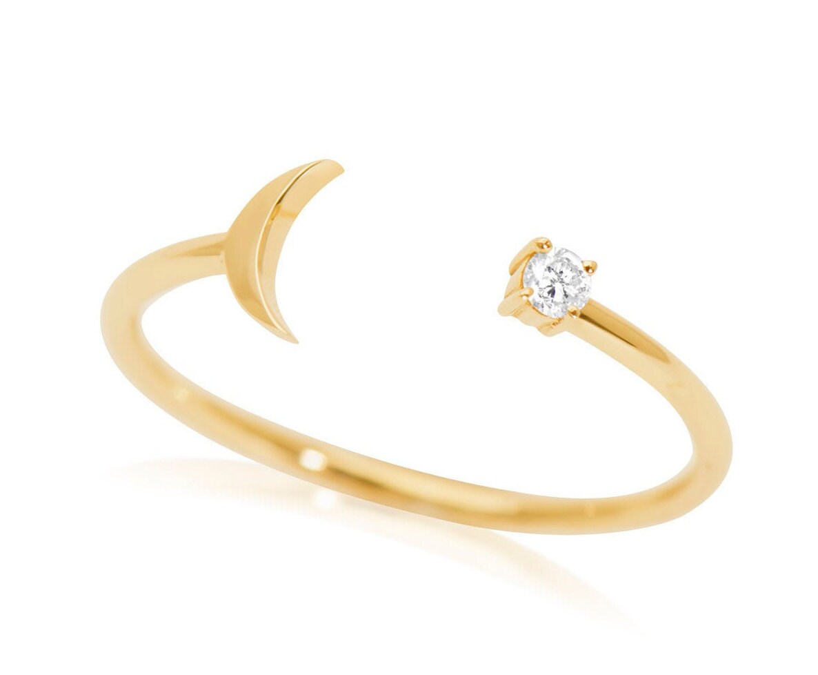 Gold Crescent Moon Ring 