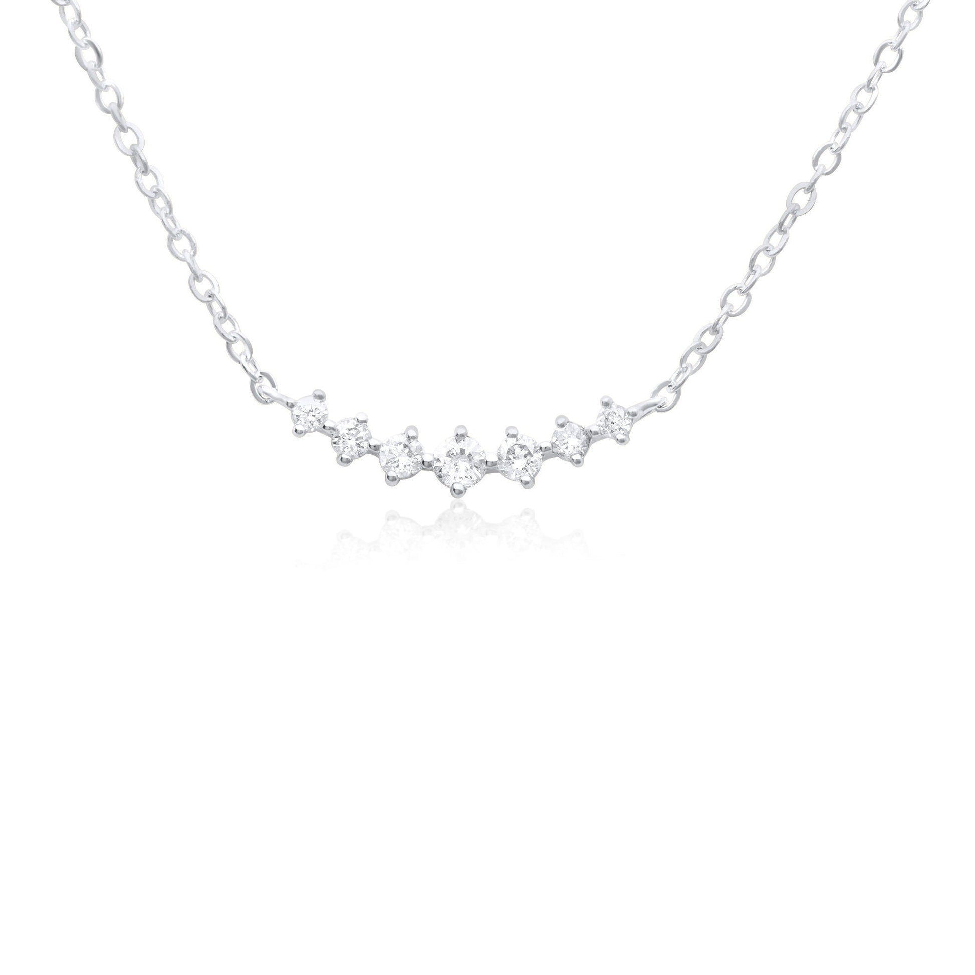 Floating Diamond Curved Bar Necklace