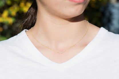 Floating Diamond Curved Bar Necklace