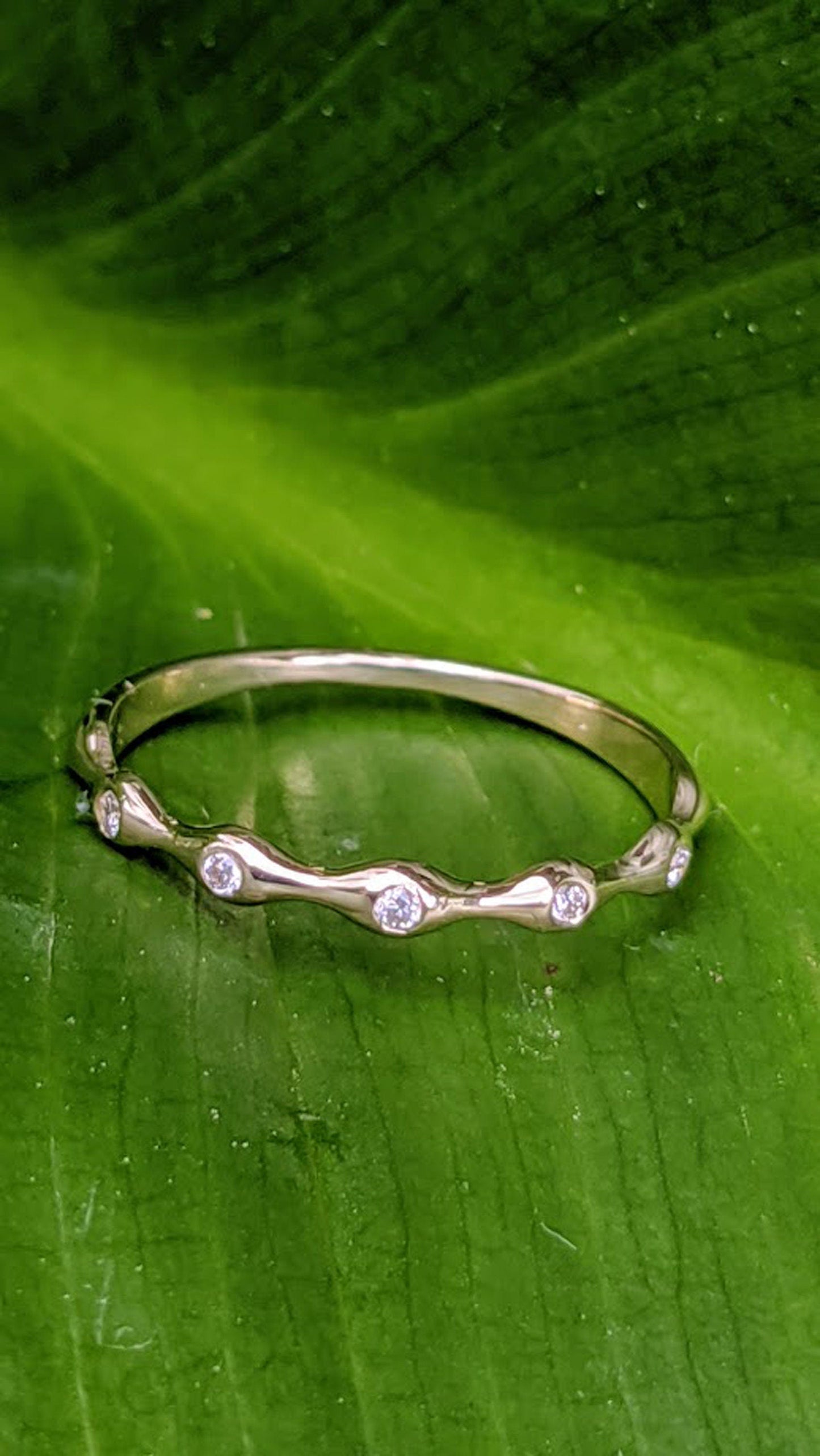 14k Dainty Diamond Wedding Band, Petite Eternity Stacking Diamond Ring