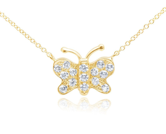 14k Diamond Butterfly Pendant