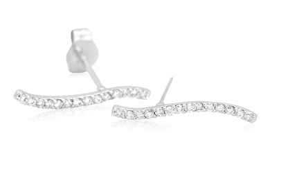 14k Diamond Curved Bar Earrings