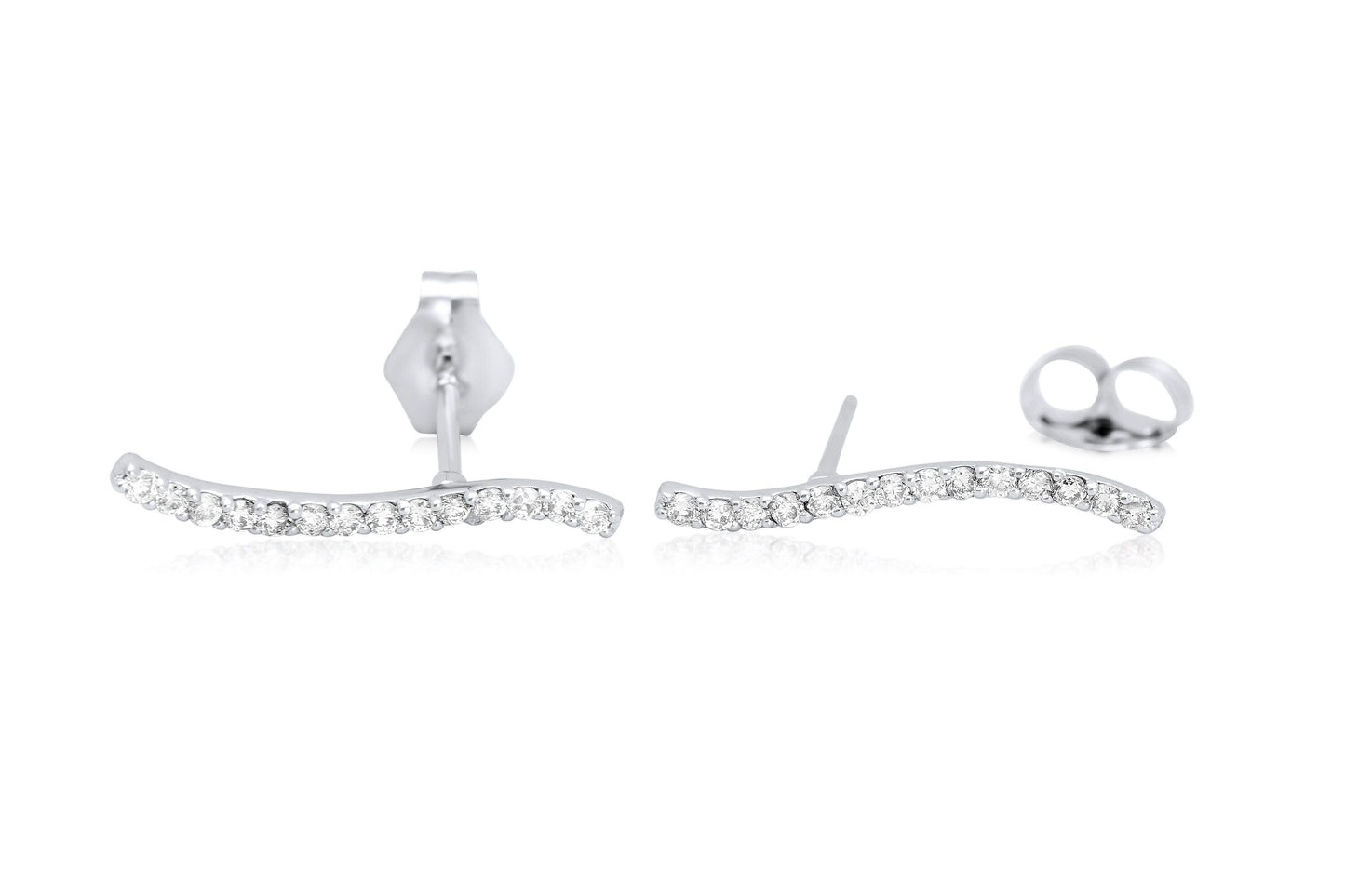 14k Diamond Curved Bar Earrings