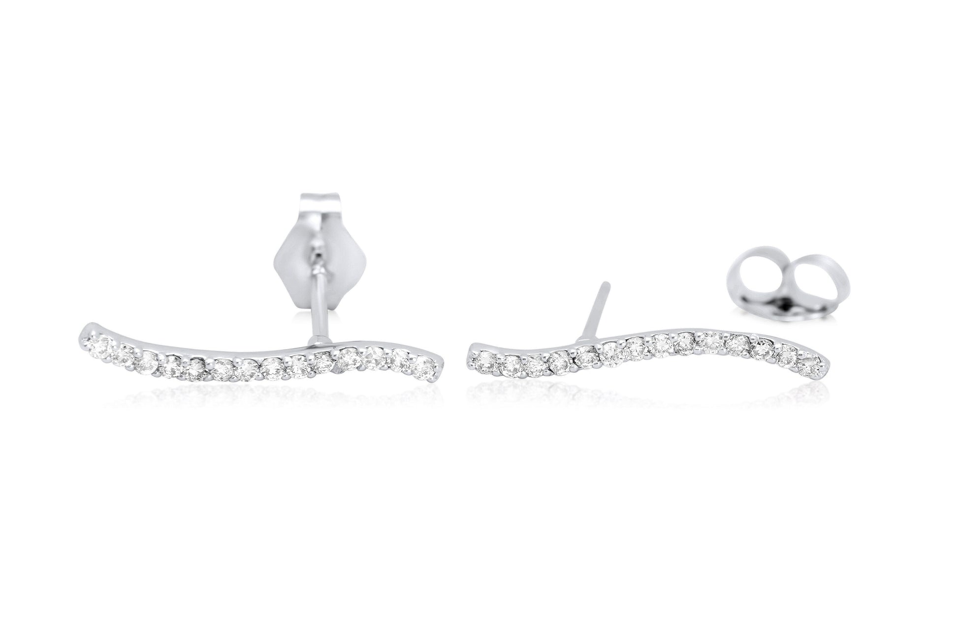 14k Diamond Curved Bar Earrings