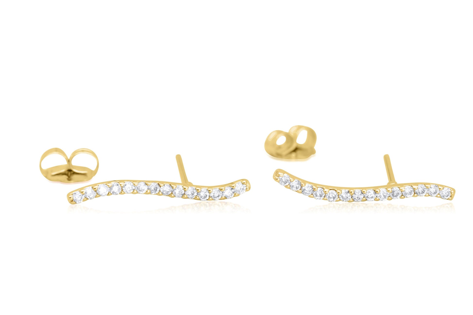 14k Diamond Curved Bar Earrings