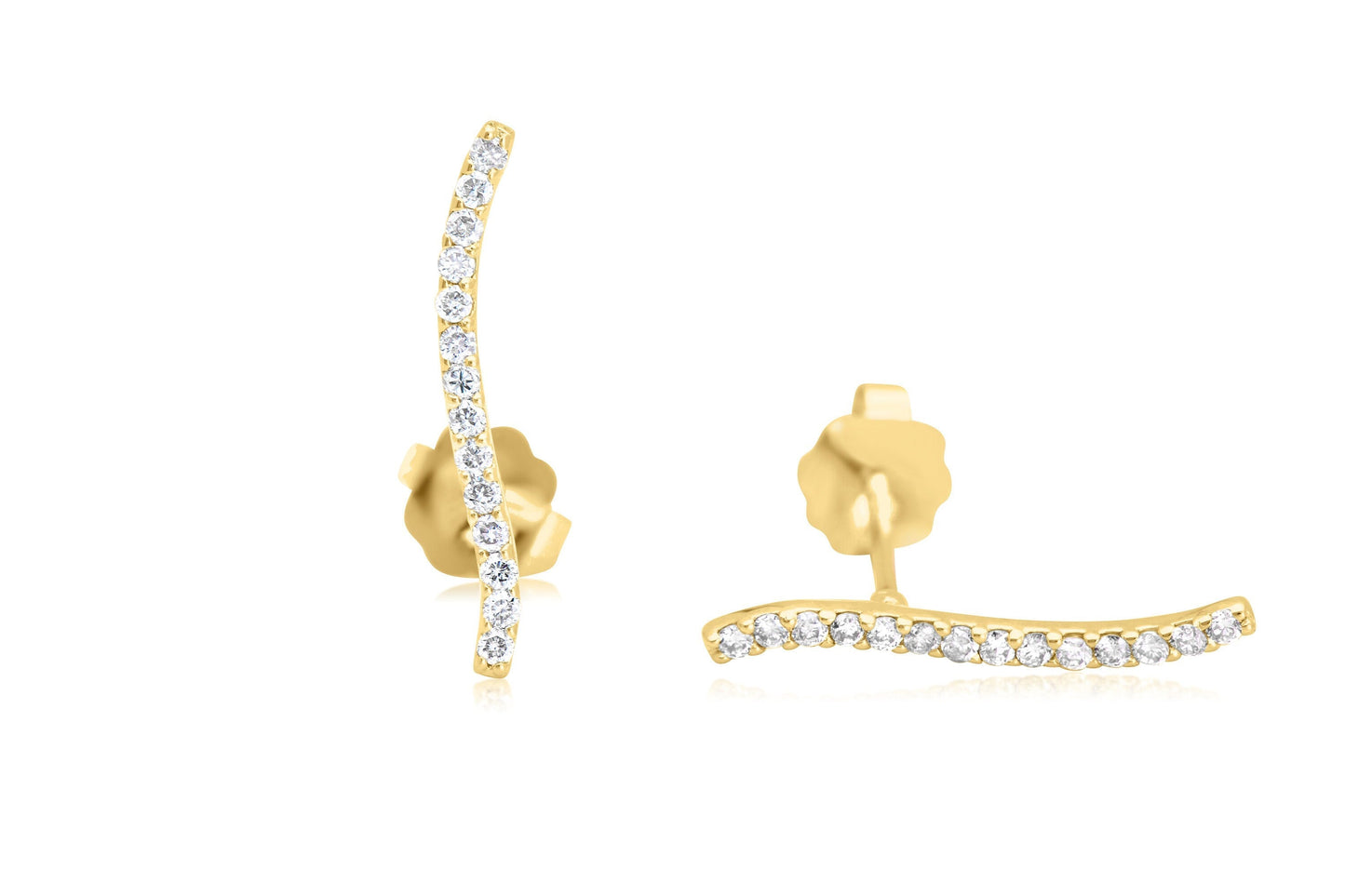 14k Diamond Curved Bar Earrings