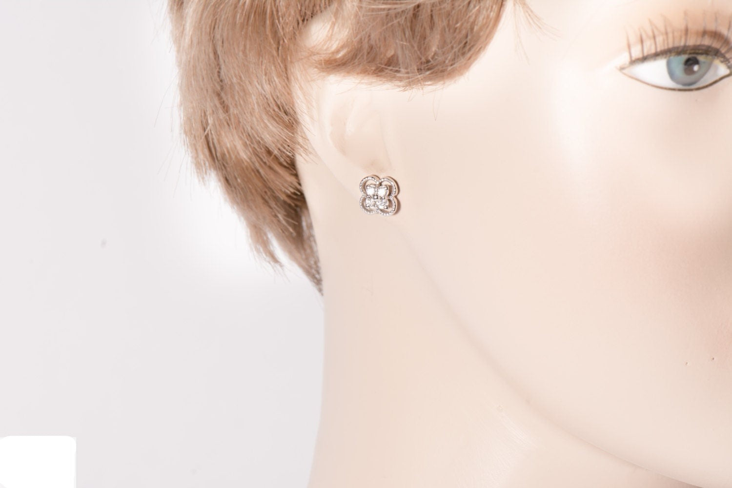 14k Diamond Four Leaf Clover Earrings