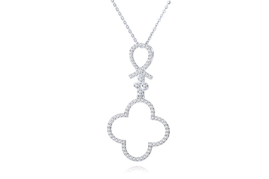 14k Four Leaf clover Lucky Charm Diamond Necklace