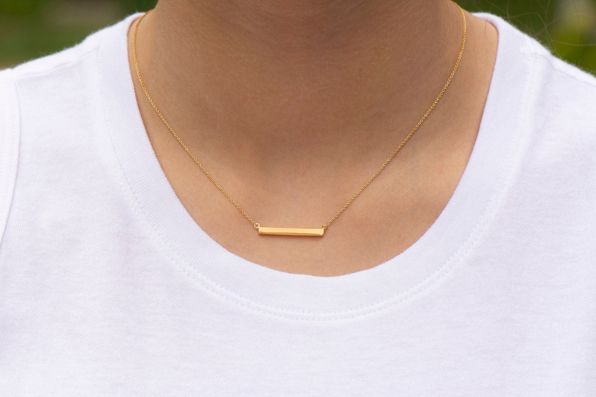 14k Gold Bar Necklace 