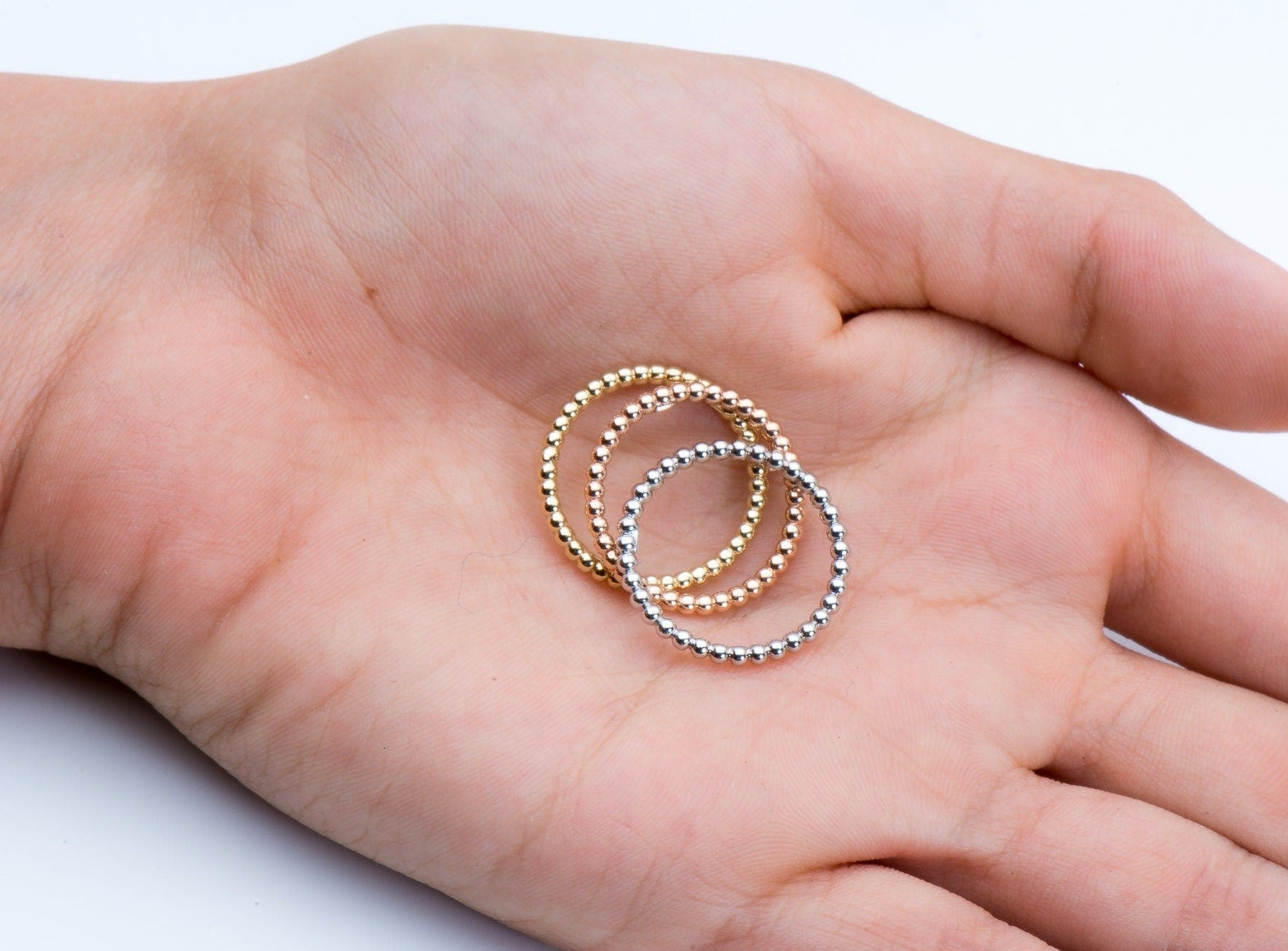14k Gold Bead Ball Stackable Ring