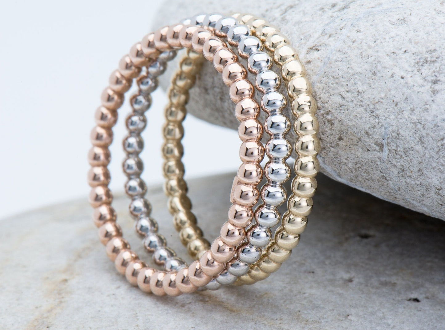 14k Gold Bead Ball Stackable Ring