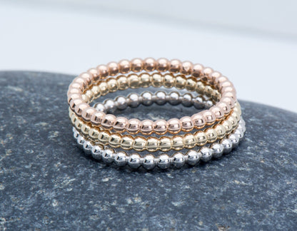 14k Gold Bead Ball Stackable Ring