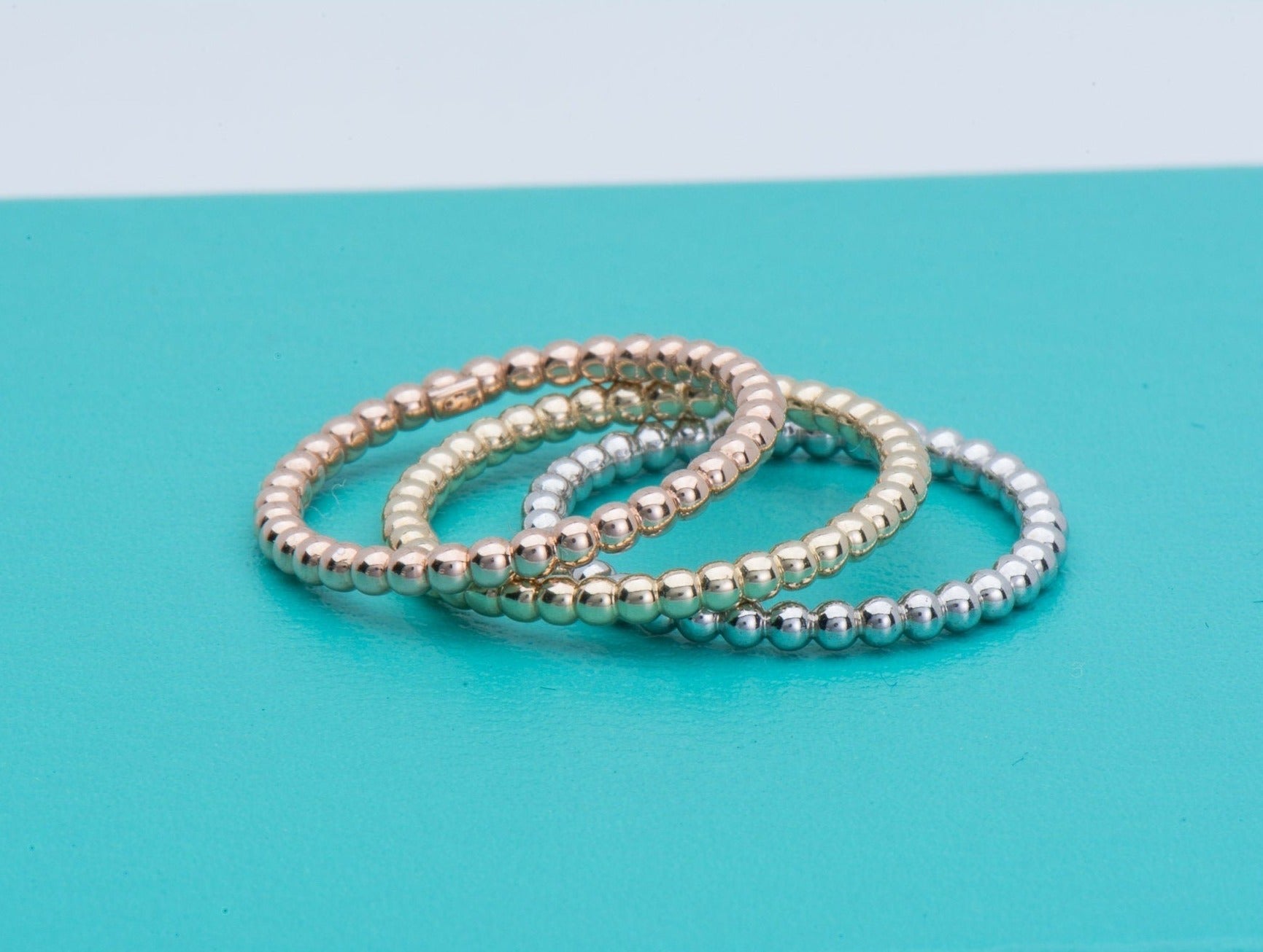 14k Gold Bead Ball Stackable Ring