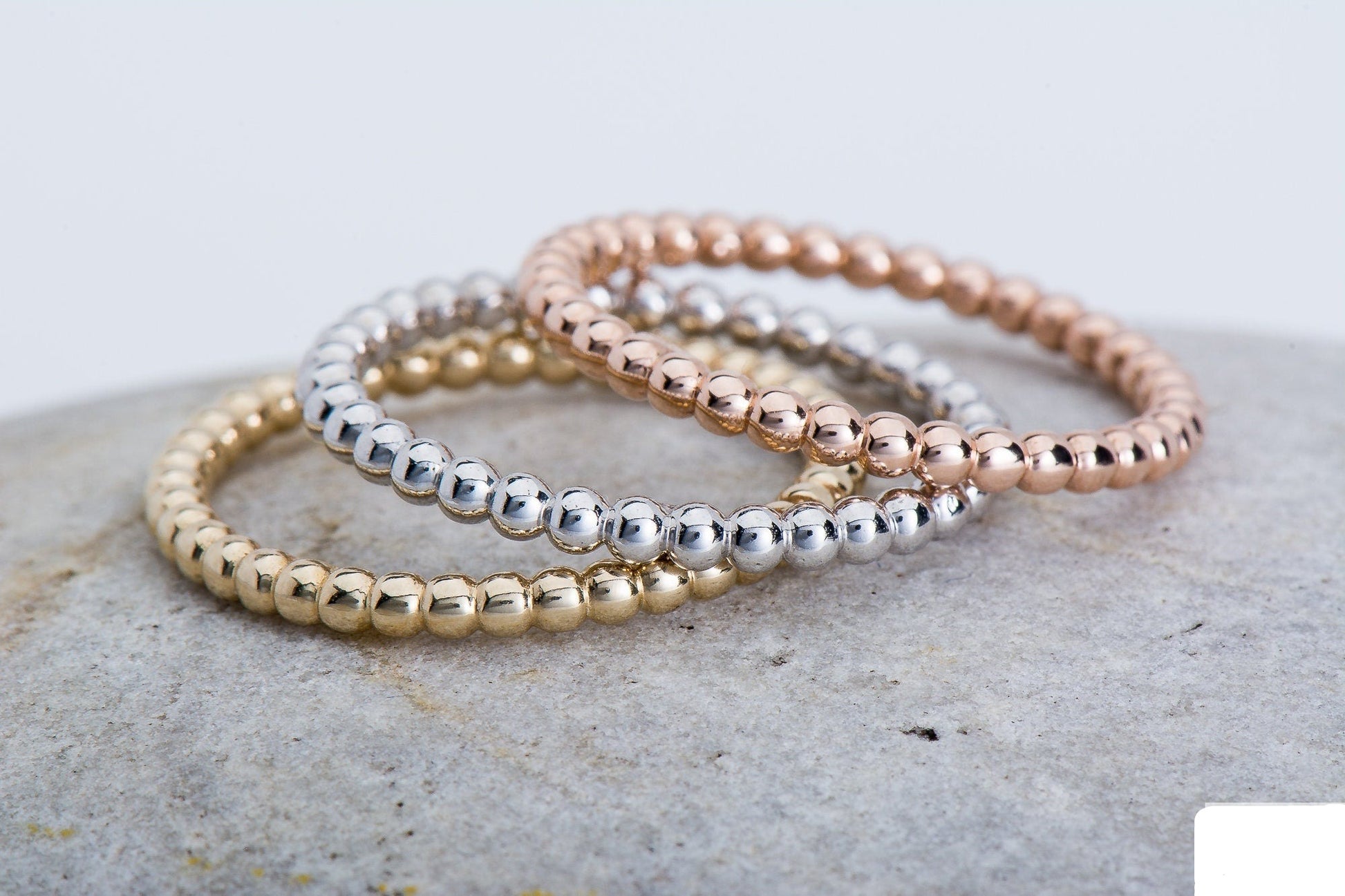 14k Gold Bead Ball Stackable Ring