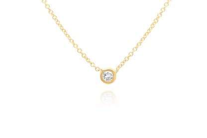 14k Rose Gold Bezel Set Diamond Solitaire Necklace with Cable Link Chain