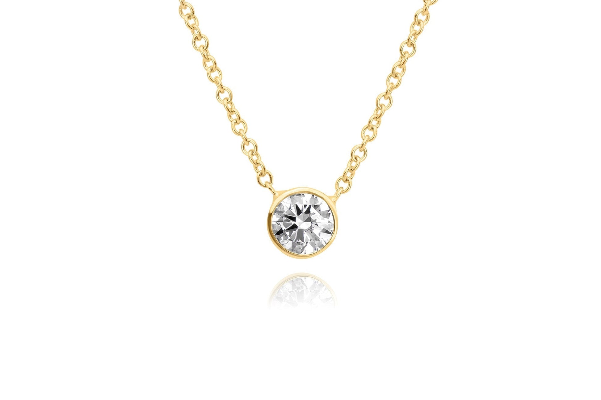 14K Gold Bezel Set Diamond Necklace
