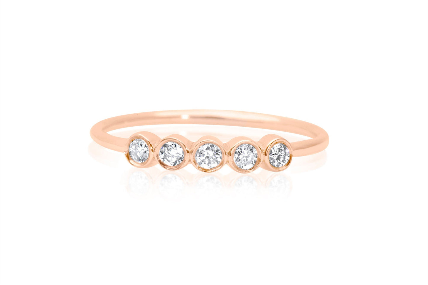 14K Gold Bezel Set Diamond Wedding Band