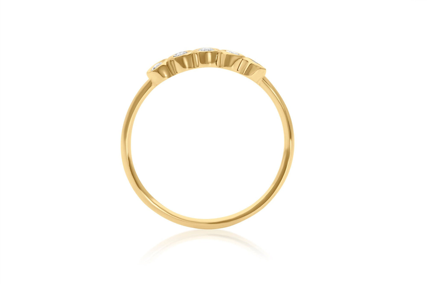 14K Gold Bezel Set Diamond Wedding Band