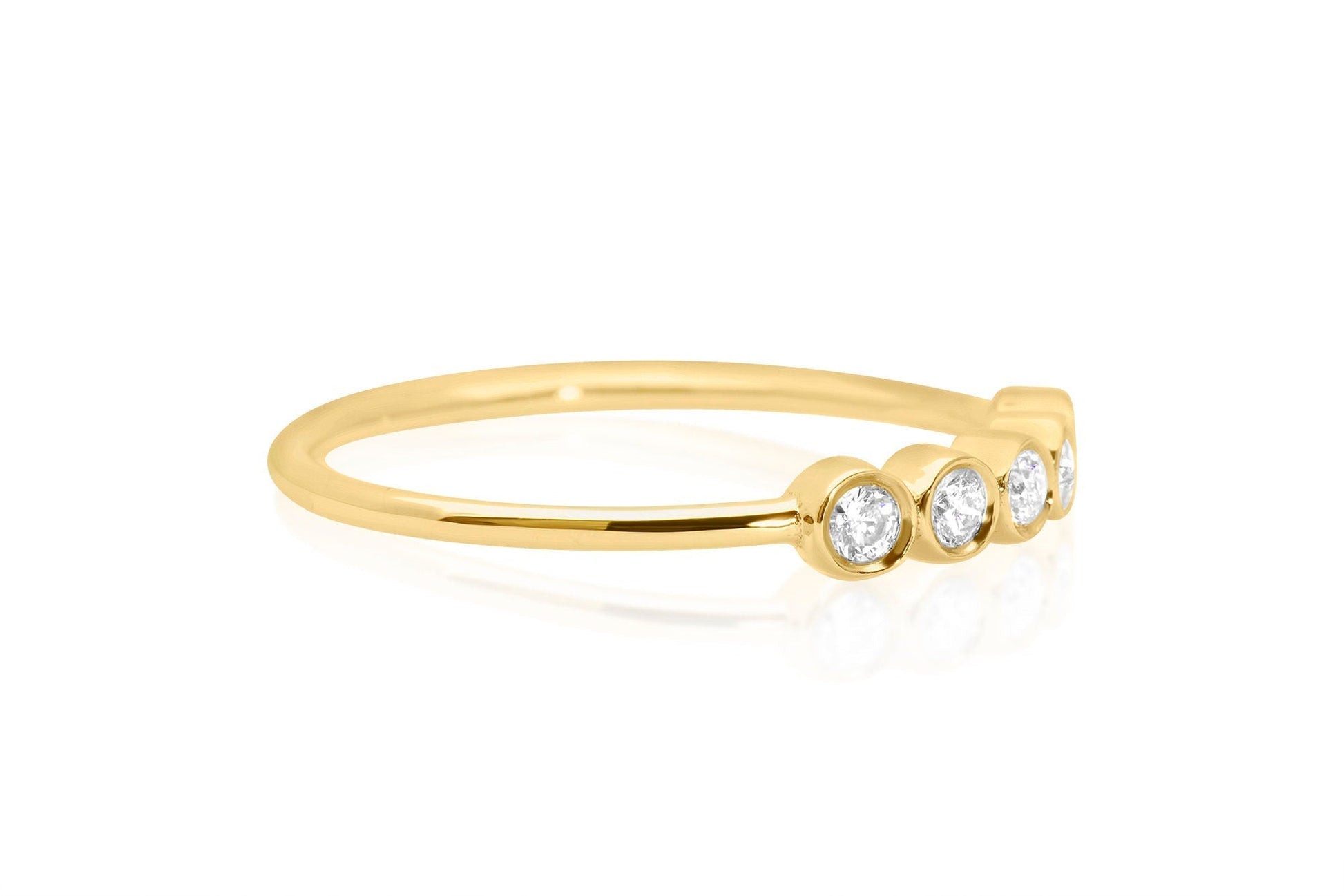 14K Gold Bezel Set Diamond Wedding Band