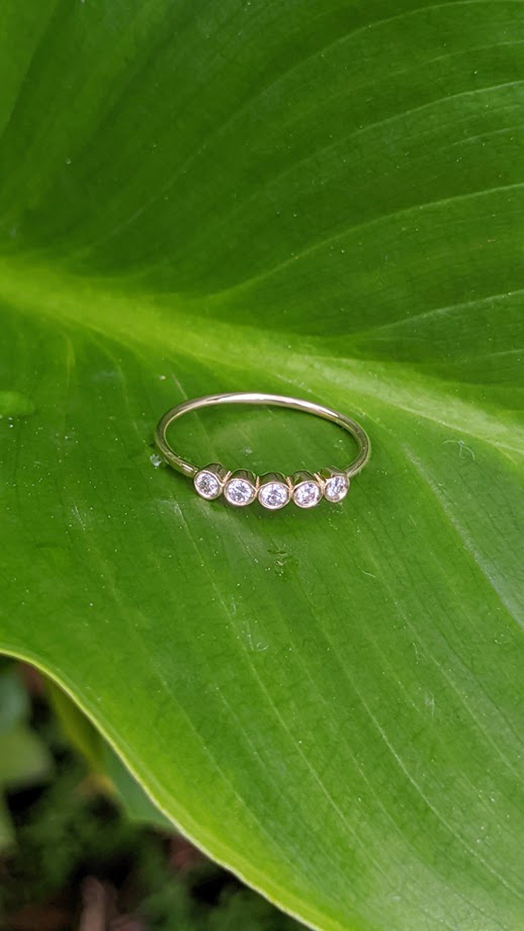 14K Gold Bezel Set Diamond Wedding Band