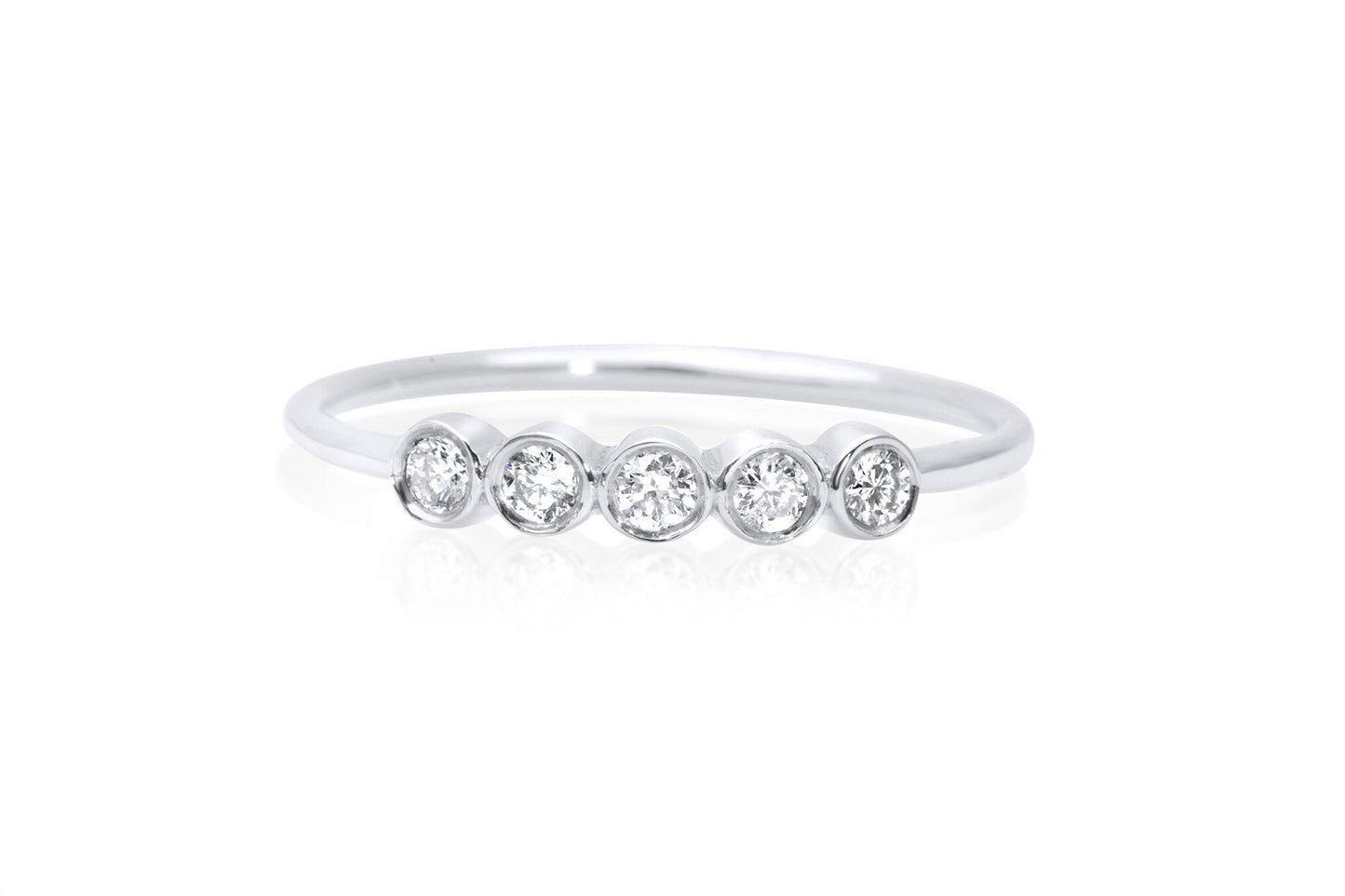 14K Gold Bezel Set Diamond Wedding Band
