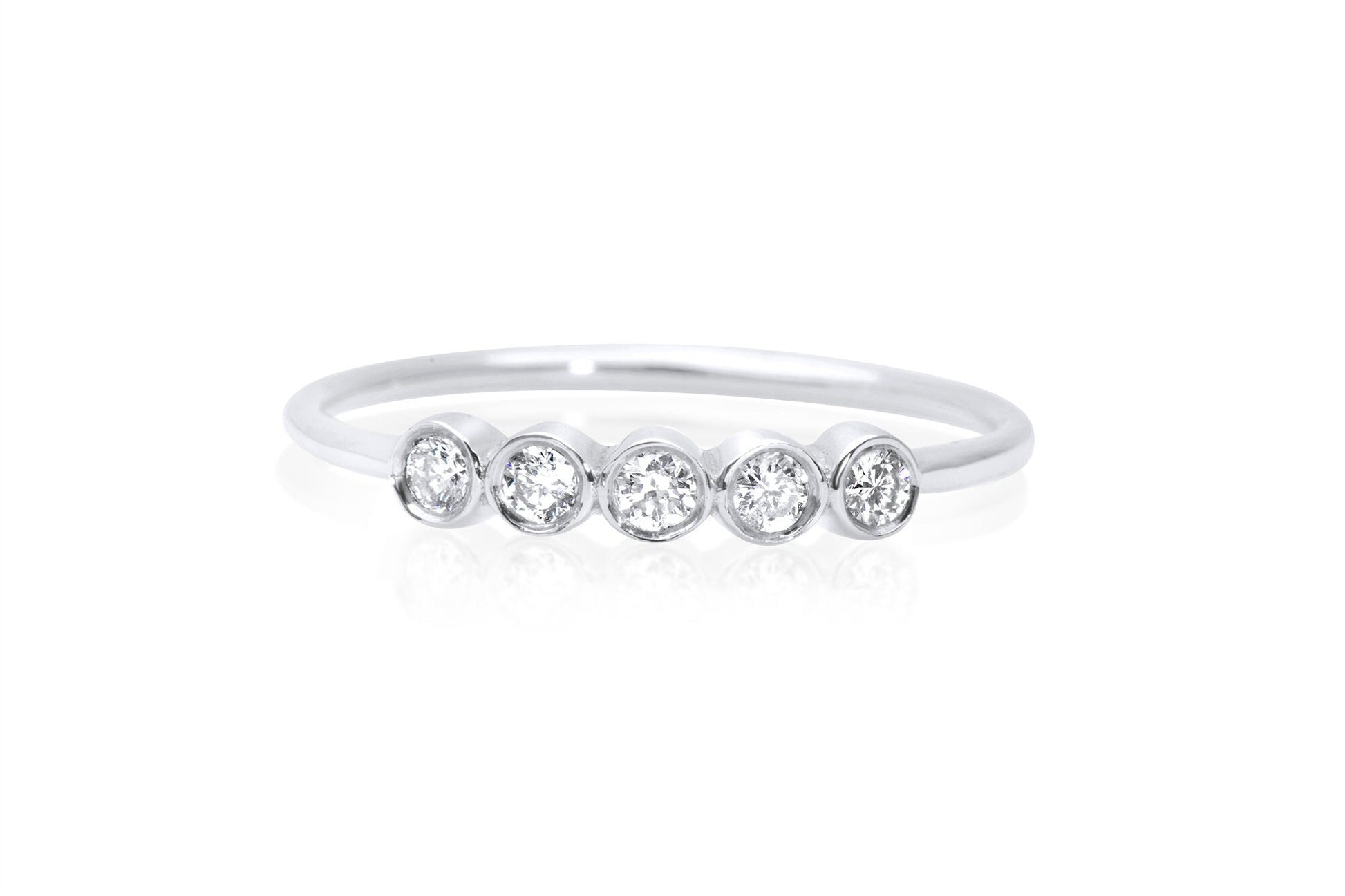 14K Gold Bezel Set Diamond Wedding Band