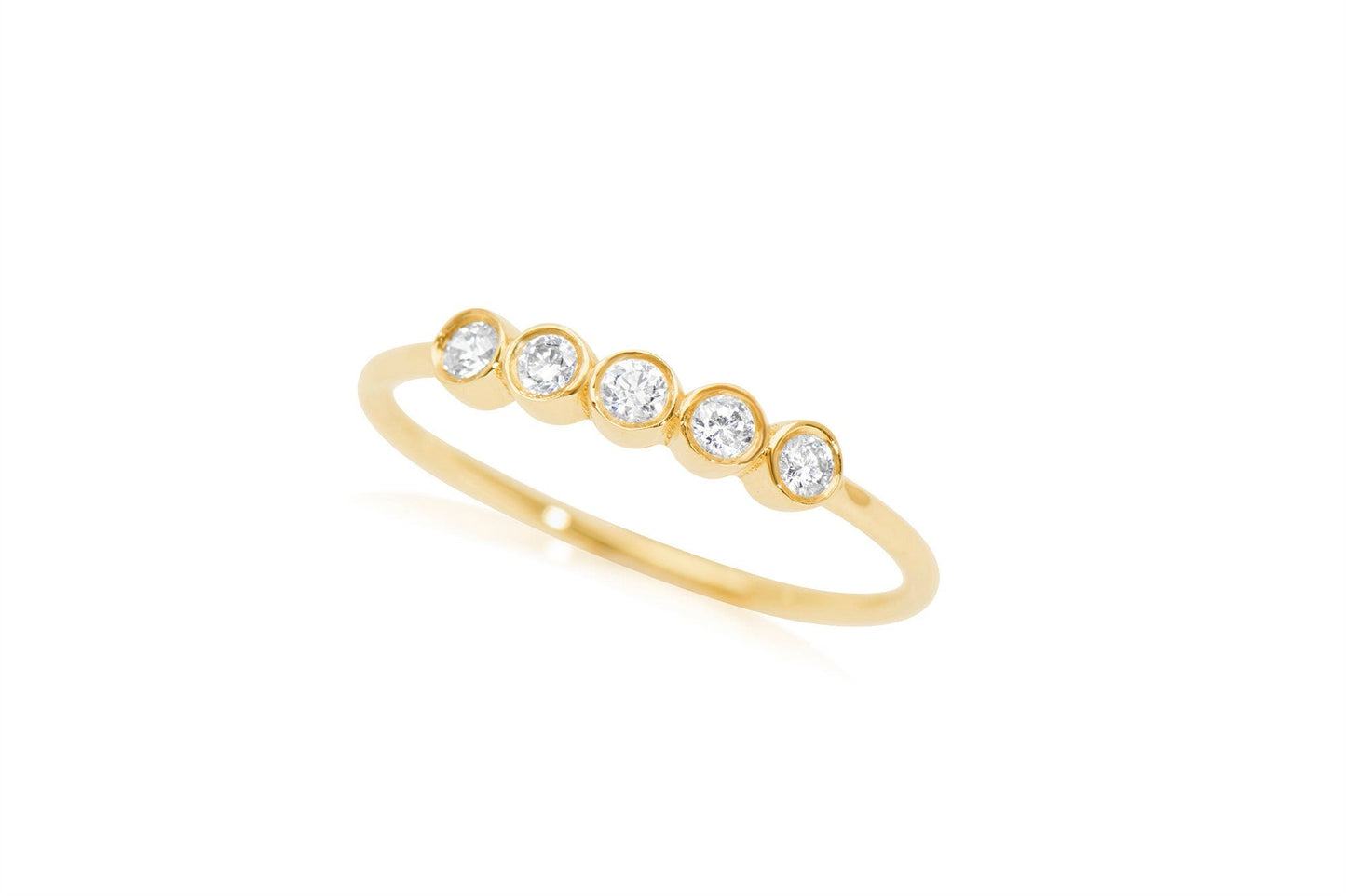 14K Gold Bezel Set Diamond Wedding Band