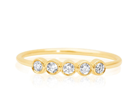 14K Gold Bezel Set Diamond Wedding Band