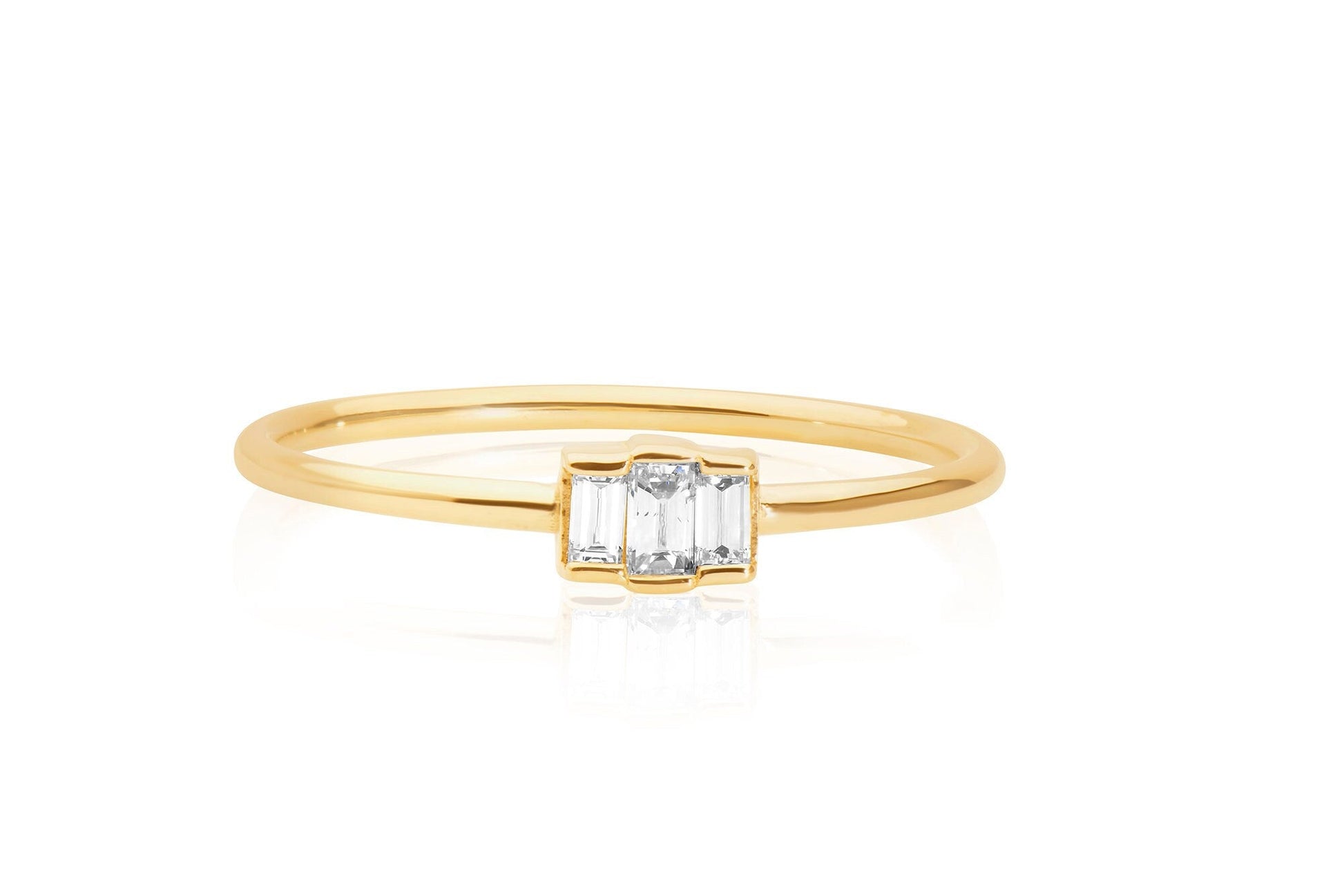 14k Gold Dainty Baguette Diamond Ring