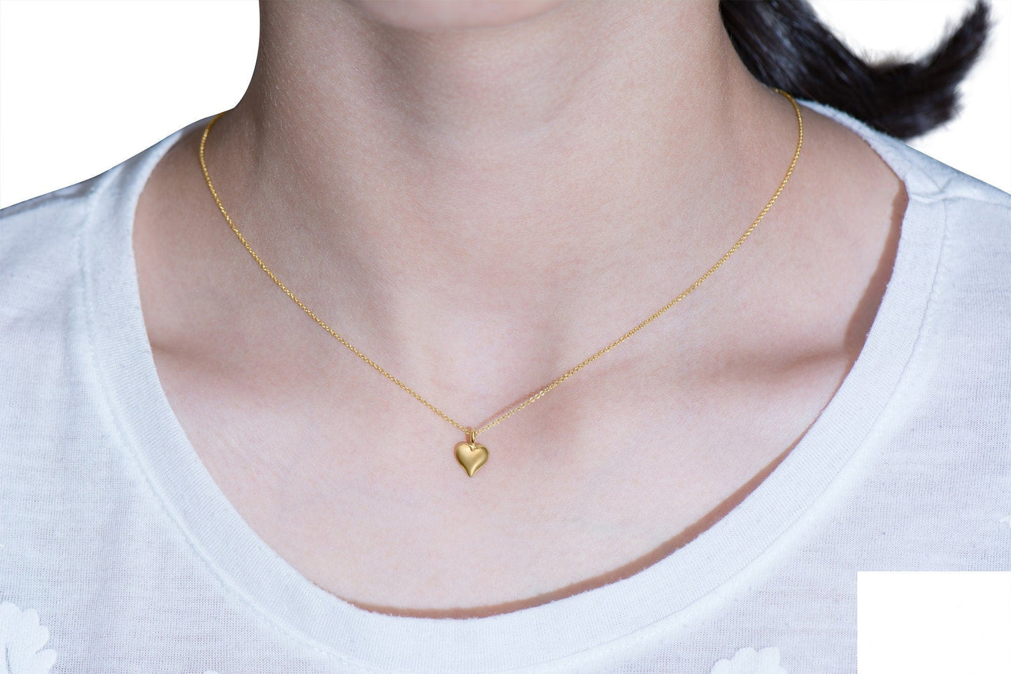 14K Gold Dainty Heart Necklace, Solid Gold Dainty Pendant