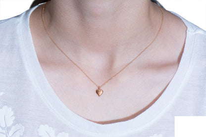 14K Gold Dainty Heart Necklace, Solid Gold Dainty Pendant