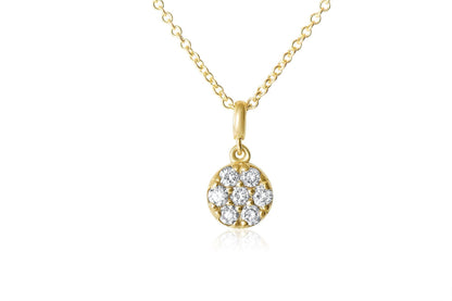 14k Gold Diamond Cluster Circle Necklace