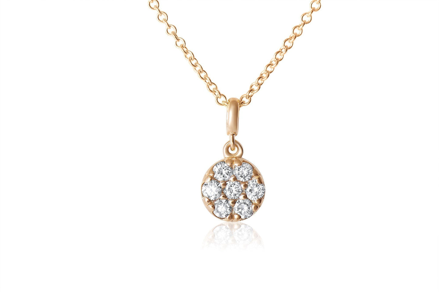 14k Gold Diamond Cluster Circle Necklace