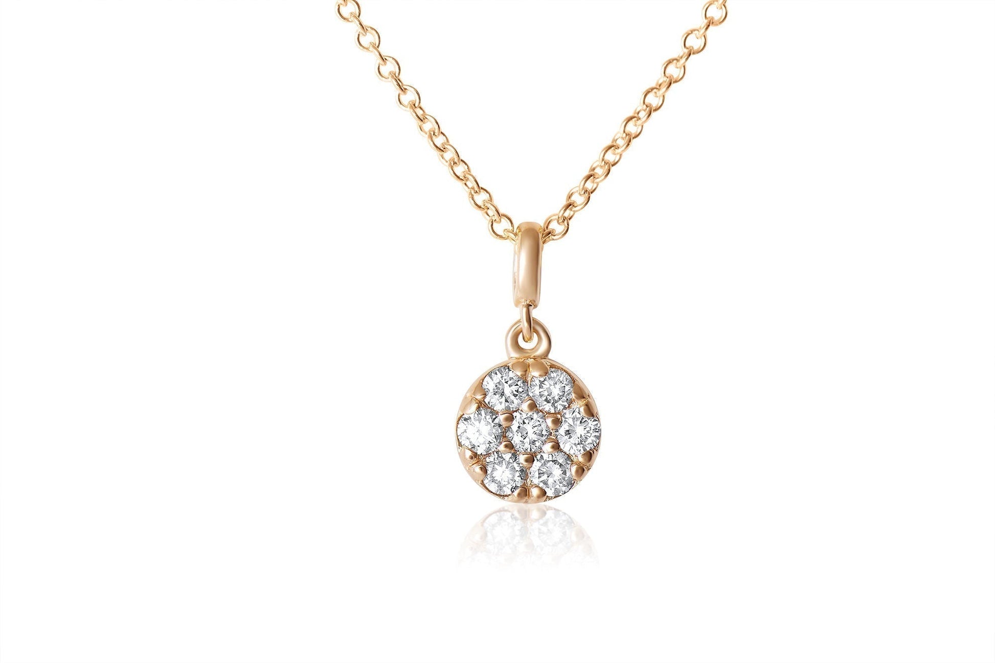 14k Gold Diamond Cluster Circle Necklace