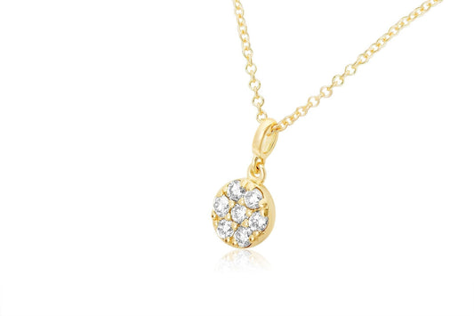 14k Gold Diamond Cluster Circle Necklace