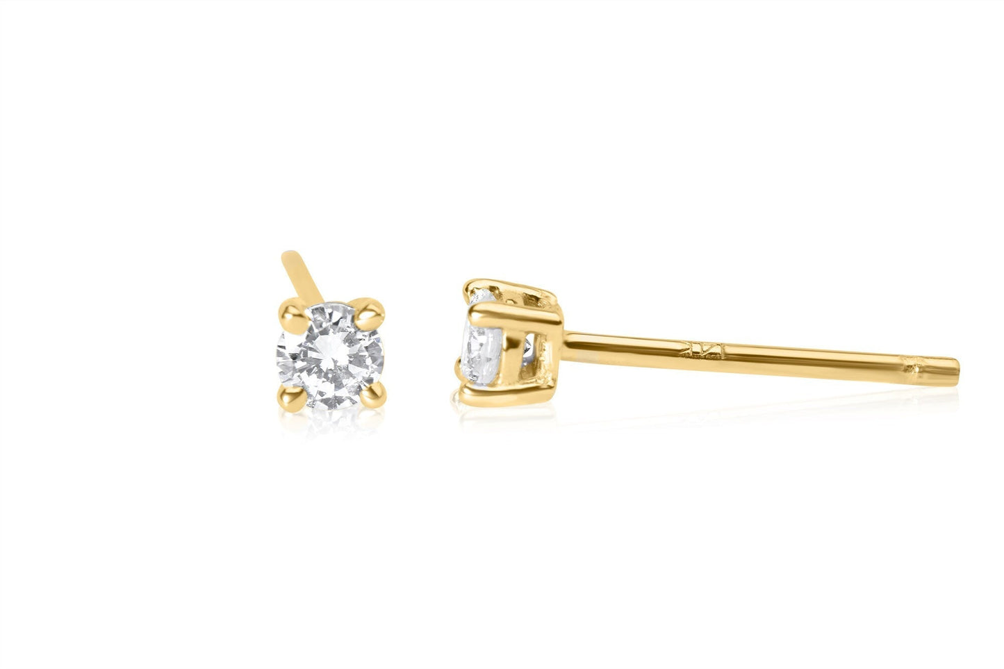 14k Gold Round Cut Diamond Earrings 