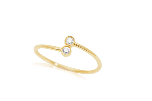 14k Gold Dual Diamond Bypass Ring