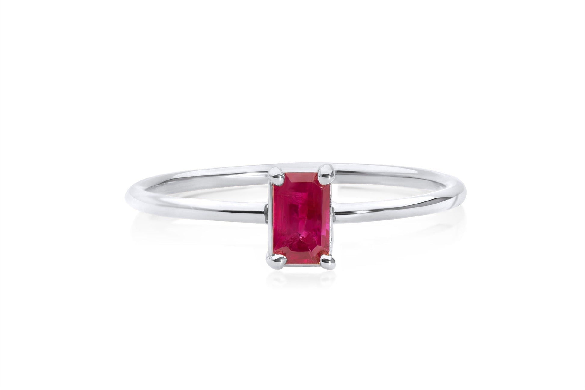 14k Gold Emerald Cut Ruby Solitaire Ring