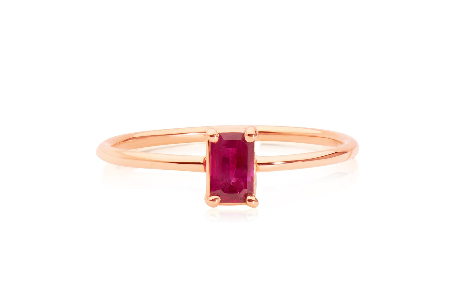 14k Gold Emerald Cut Ruby Solitaire Ring