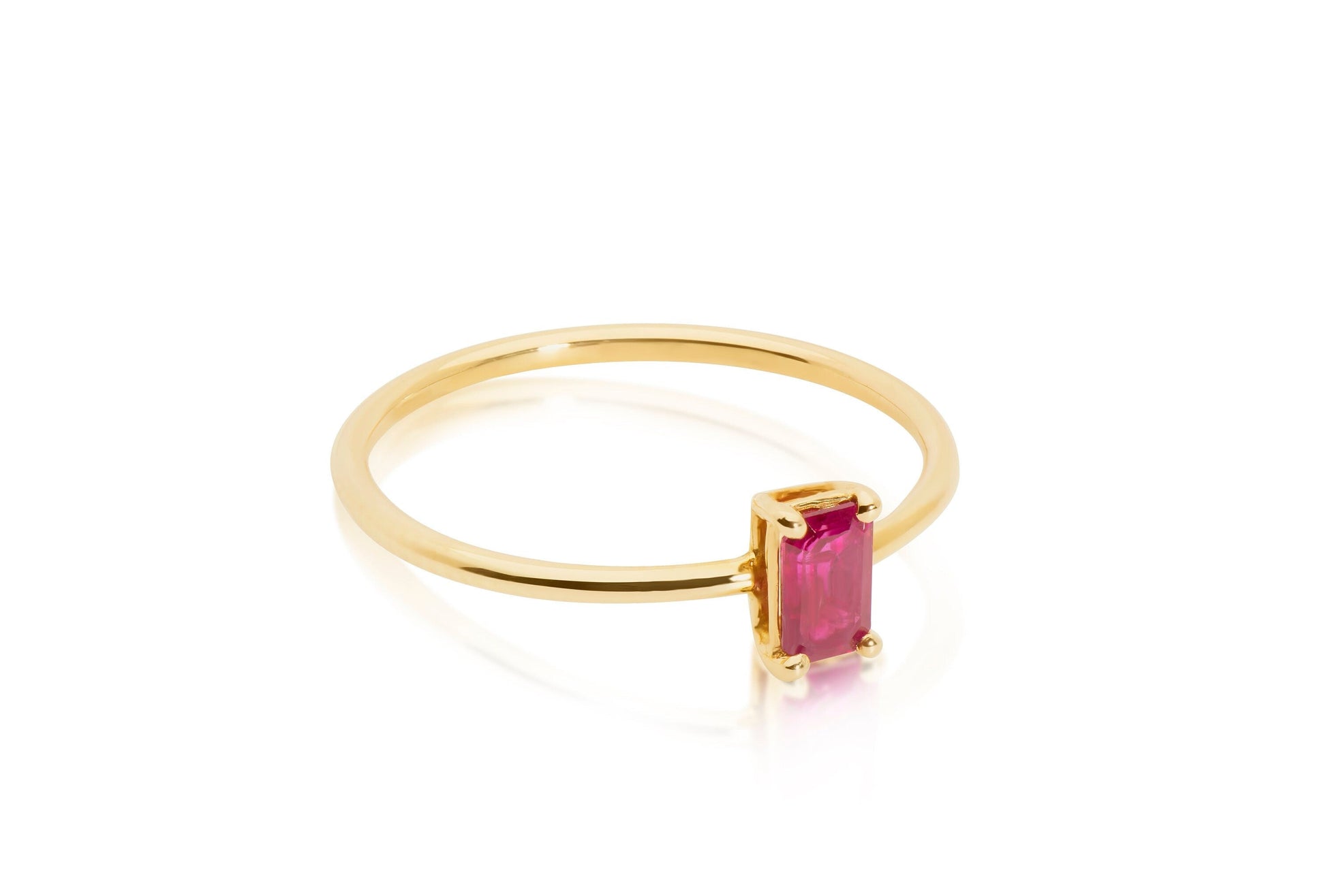 14k Gold Emerald Cut Ruby Solitaire Ring