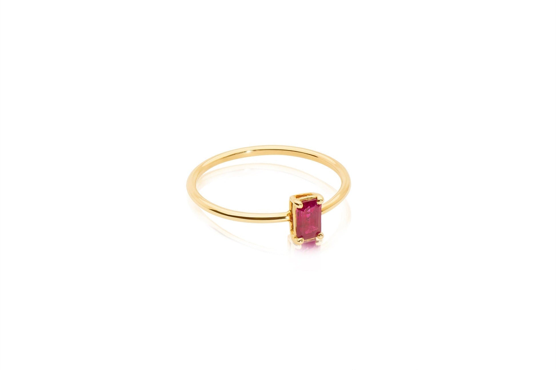 14k Gold Emerald Cut Ruby Solitaire Ring
