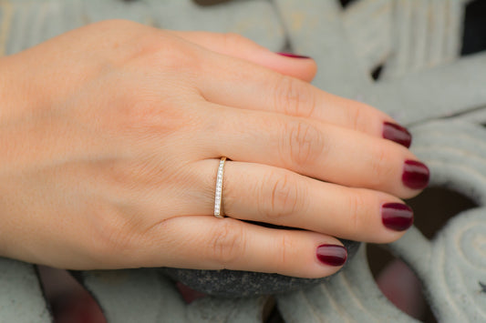 14k Gold Geometric Diamond Stacking Ring