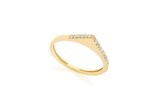 14k Gold Geometric Diamond Stacking Ring