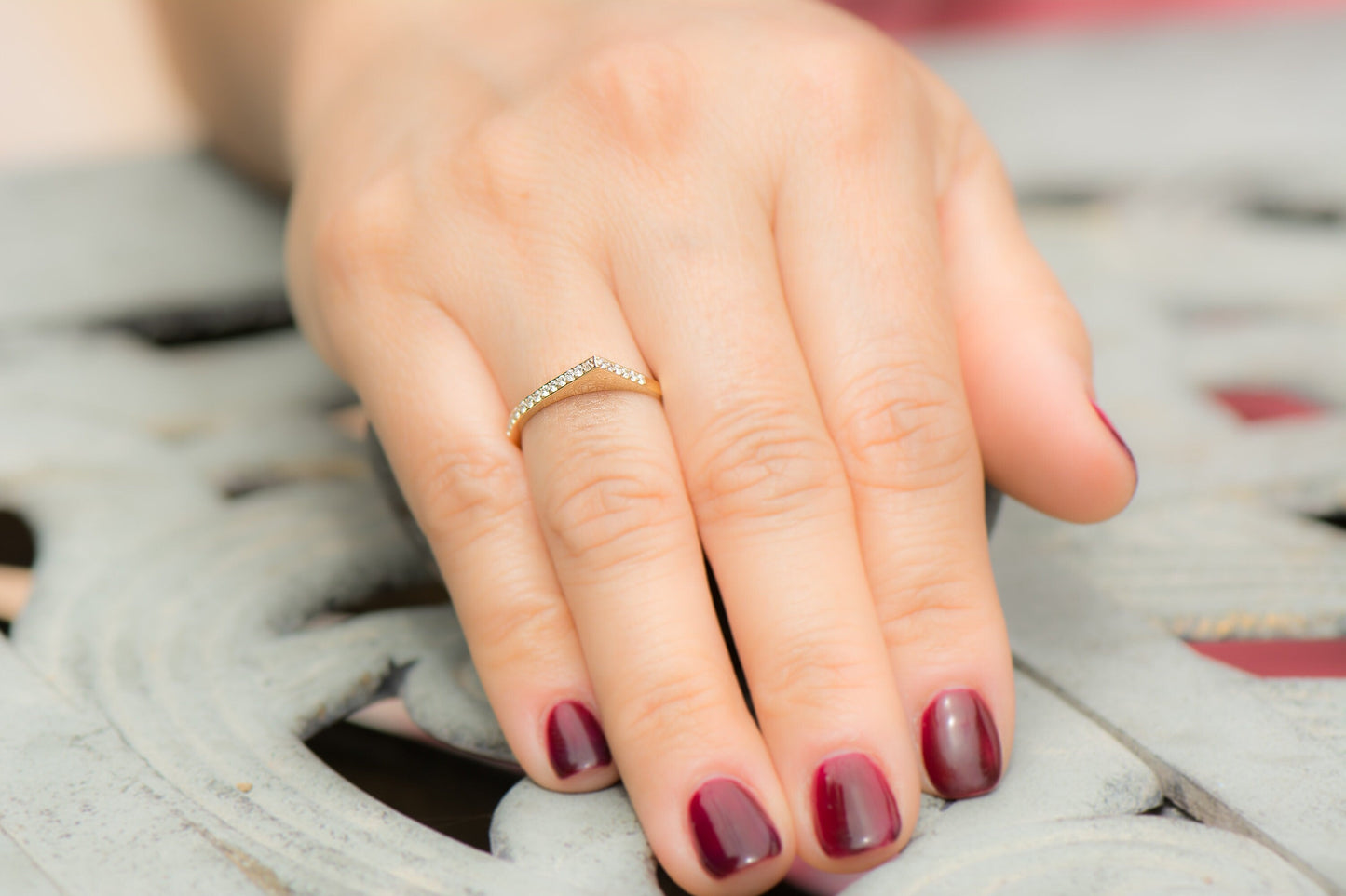 14k Gold Geometric Diamond Stacking Ring
