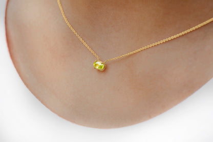 14k Gold Green Oval Peridot Necklace